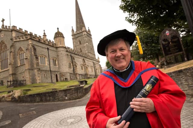 The Very Reverend William Morton received the honorary degree of Doctor of Letters (DLitt) for his outstanding civic contributions to the community of Derry/Londonderry. (Photo: Nigel McDowell/Ulster University)
