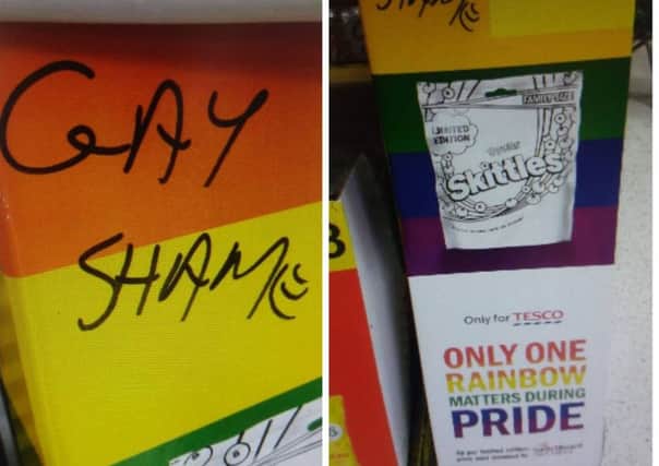 Anti-gay graffiti smeared on sweet stand
