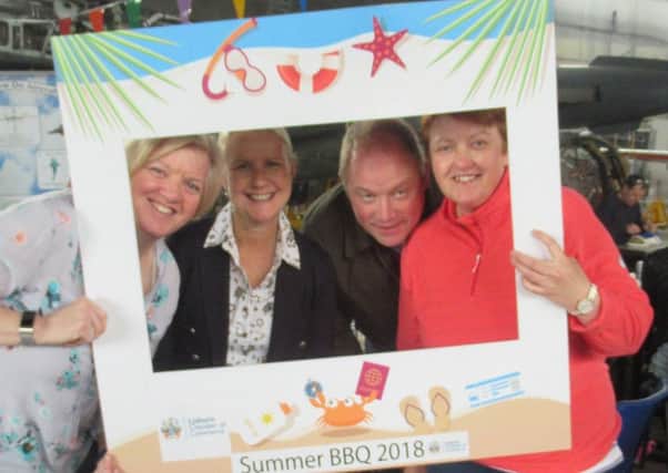 Heather Morton, Joanne McDonald, Anthony Totten and Laura Totten  at the Chamber of Commerce summer family BBQ held at the Ulster Aviation museum at the Maze