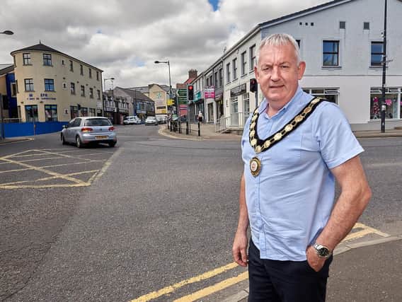 Chair of Mid Ulster District Council, Councillor Sean McPeake is pictured in Maghera which is to benefit from a 2.5M public realm scheme