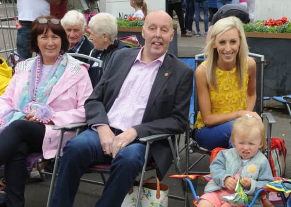 Carla Lockhart MLA and friends waiting on the big parade at Donaghcloney.