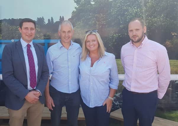John and Jo-Anne Dobson celebrate with Pete Garbutt, McDonalds Agriculture Manager, and Keith Williamson, Supply Chain Manager at Linden Foods, after John scooped the McDonalds Beef Farmer Award for UK and Ireland at the Great Yorkshire Show.