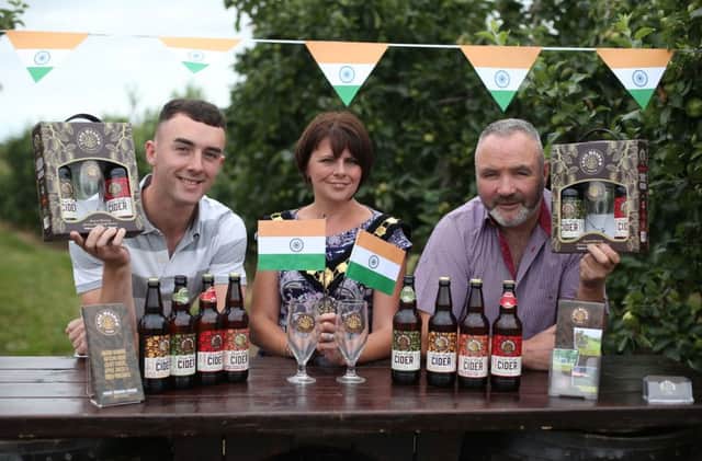 Lord Mayor, Councillor Julie Flaherty launches Armagh City, Banbridge and Craigavon Borough Councils latest Go East trade mission with Pat and Peter McKeever from Long Meadow Cider, participants in the hugely successful pilot earlier this  year.