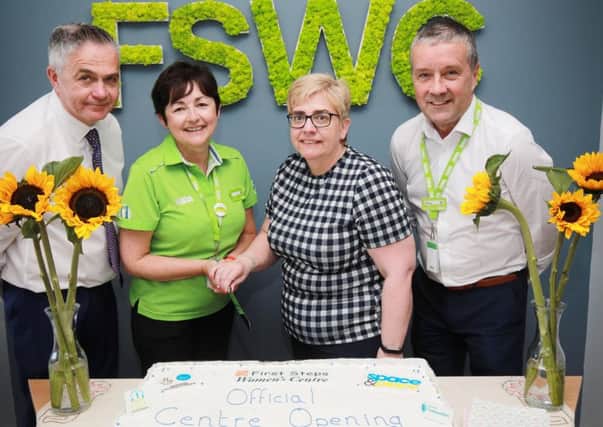 L-R: Michael McGoldrick, CEO of First Steps WomenÃ¢Â¬"s Centre; Janice Gibson, Asda Cookstown Community Champion; Yvonne Corbett, Project Manager of First Steps WomenÃ¢Â¬"s Centre; and Asda Cookstown General Store Manager, Peter Beckett, pictured at the launch of the refurbished centre.
