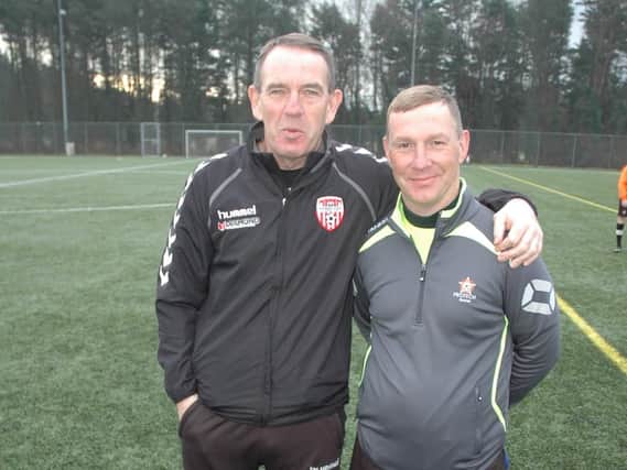 Johnny Law pictured with Derry City manager Kenny Shiels.