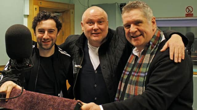 The cast of Lock In, part of the new Short Stories For Grown-Ups series on BBC Radio Ulster, from left, Thomas Finnegan, Ballycastle-born actor Conleth Hill, and Dan Gordon. The six-part radio series begins on Tuesday, August 7, at 10.03pm