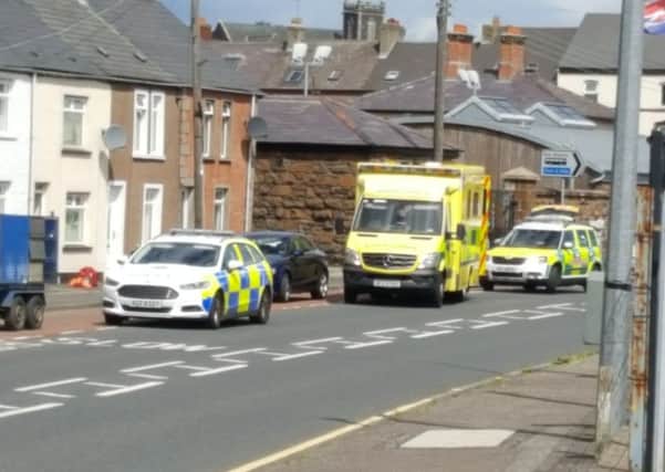 Emergency services at the scene of the incident in Larne.