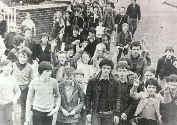 Some of the kids who took part in the Gaelic League's sponsored walk in 1981.