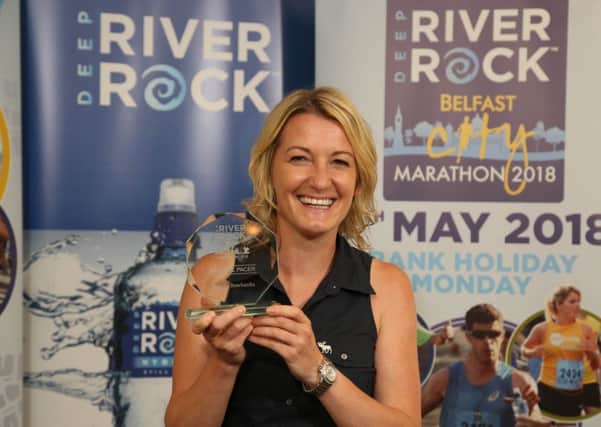 Natalie from Portadown (Craigavon Lakers AC) made history as the first ever female pacer for the Belfast City Marathon and will be pacing a 2:15 finish time at the 6th Deep RiverRock Belfast City Half Marathon on 23rd September. Â©Press Eye/Darren Kidd