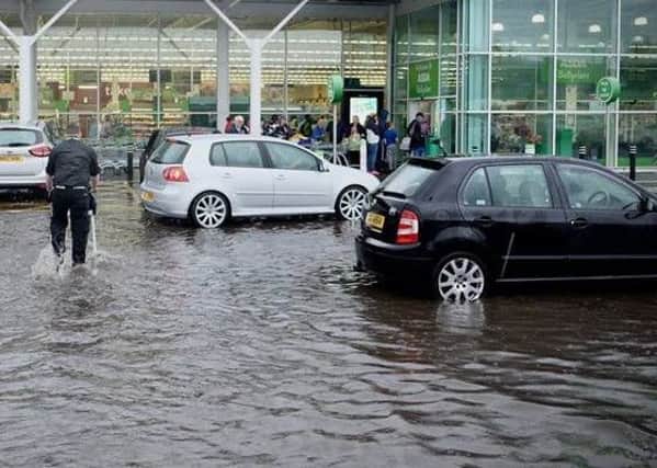 Flooding outside the Asda store in Ballyclare. Pic by Love Ballyclare.