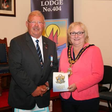 The Mayor of Causeway Coast and Glens Borough Council was among the guests at a recent Open Day hosted by The Royal Blue Masonic Lodge 404 Portstewart. The event provided an opportunity to discover more about Freemasonry, including its history and charitable work. She was also presented with a copy of An initial Guide to Freemasonry in Ireland from Neill Fenn P.M.