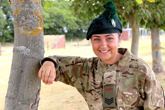 Cadet Sergeant Yasmin Andrews (17) from Larne.  Summer Camp provided a perfect opportunity for Yasmin to take a break from her duties this year as Her Majesty's Lord Lieutenant's Cadet for the County of Antrim.