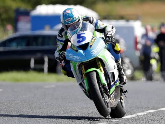 Dean Harrison in action on the Silicone Engineering Kawasaki at the MCE Ulster Grand Prix on Wednesday.