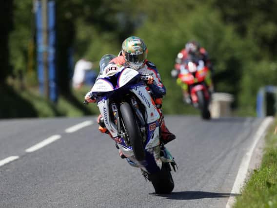 Peter Hickman on the Smiths BMW at Lougher's in qualifying for the MCE Ulster Grand Prix.