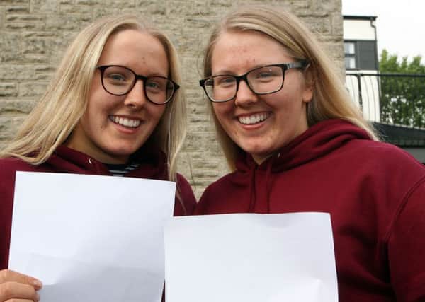 Twins Holly and Megan Tumelty both got 3 A*. Picture by Freddie Parkinson/Press Eye.