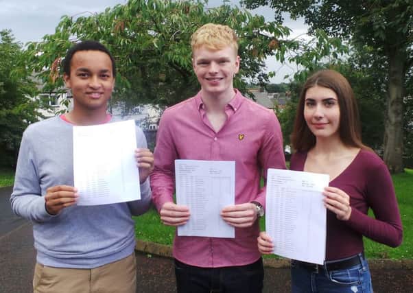 Top achievers Matthew, Luke and Courtney. Click on the image above or link below to launch our gallery from GCSE results day at Larne Grammar