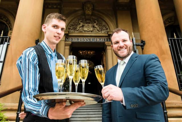 Bartender Dovy Das and general manager, Gavin Carroll toast the return of the second annual Festival of Prosecco to Belfasts five-star Merchant Hotel. Running throughout September, customers can enjoy an array of Prosecco-themed delights.  Picture by Elaine Hill.