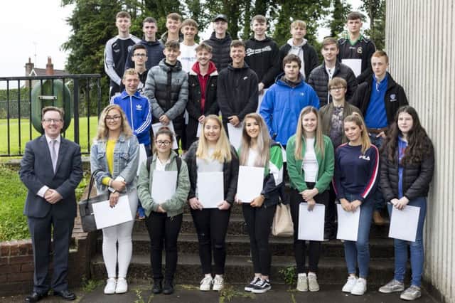 Year 12 St Patricks College students receiving their GCSE results.