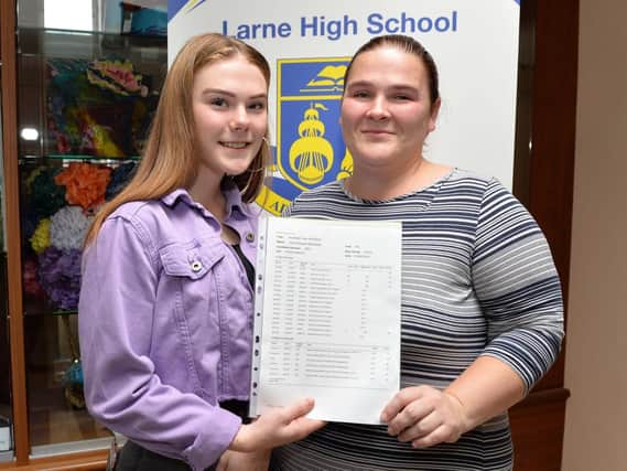 Nicola McRoberts with daughter, Chloe who received 3 A stars, 2 As, 2 Bs and 2 Cs in her GCSE exams. INLT 35-014-PSB