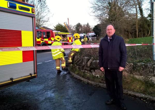 William Irwin MLA at one of the many incidents on the Ardress Rd near Portadown
