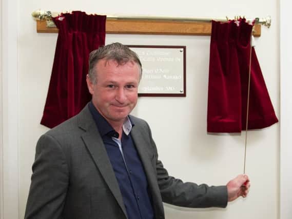 Northern Ireland manager Michael O'Neill officially opened the new building at Greenisland Football Club a number of years ago (archive image). INLT 37-417-RM