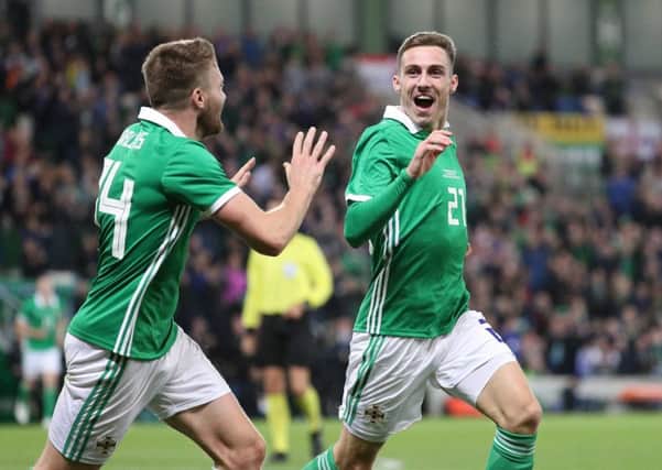 Northern Ireland's Gavin Whyte celebrates his debut