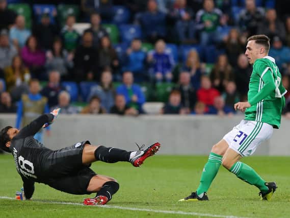 Gavin Whyte scores on his debut for Northern Ireland