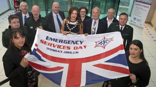 The Mayor, Cllr Lindsay Millar, was joined by representatives from the PSNI, NI Fire & Rescue Service, and the Mayors official charity, Air Ambulance Northern Ireland, for the flag raising event.