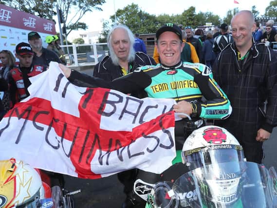 John McGuinness made his competitive racing return from injury at the Classic TT in August.