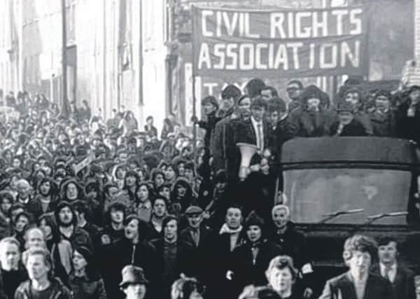 Demonstrators who took part in the Civil Rights march in Londonderry on January 30, 1972