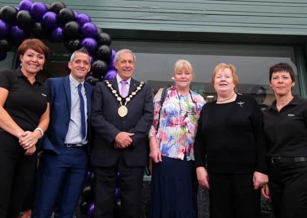 Pictured (L-R) are Gay Sherry-Bingham, Centre Manager at Atlas Womens Centre; Paul Reid, Business Development Manager at Ulster Bank; Councillor Uel Mackin, Mayor of Lisburn & Castlereagh City Council; Angela McKinley; Barbara Hamill and Mandy Gilmore.
