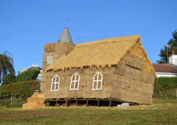 The church made from hay to promote Rathfriland Presbyterian Church's Harvest service