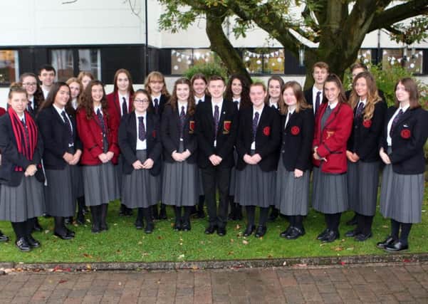 Ballyclare High GCSE pupils who achieved A stars and A grades in all their subjects. Pic by Freddie Parkinson.