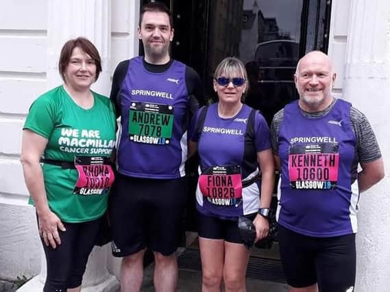 Springwell RCs Rhona Laverty, Andrew Kincaid, Fiona Walls and Kenneth Bacon at the Great Scottish Run