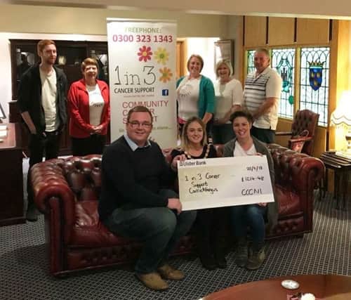 The Deputy Mayor of Mid and East Antrim, Cllr Cheryl Johnston, hosted a reception at which local car group CCCNI  presented 1 in 3 Cancer Support with a cheque.