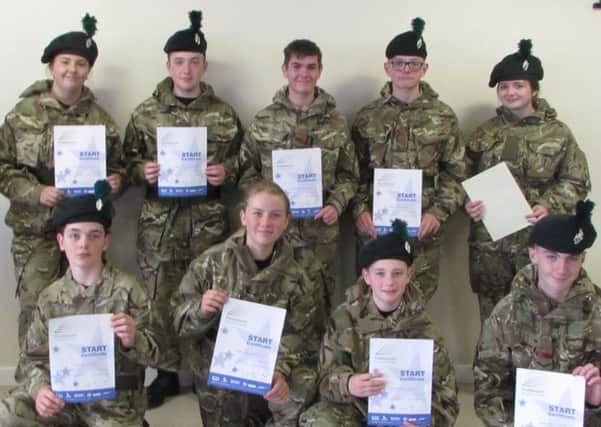 Larne Cadets receiving their Paddlesport Start Certificates at a recent company weekend.
