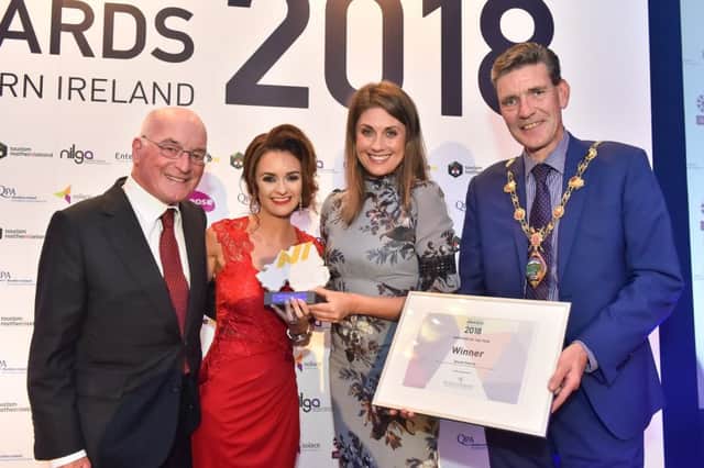Fergus Wheeler (WJMT), Deynah Doherty, Employee of the Year; Sarah Travers and Cllr John Boyle, Mayor of Derry City and Strabane District Council.