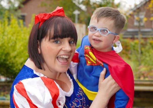 Proud Mum Lisa Allen, from Lisburn, and her own little hero, son Aaron (aged 3) will be walking for Mencap NI in the Princess and Superhero Walk on Saturday October 20 at the Ormeau Park in Belfast.
Photo by Aaron McCracken