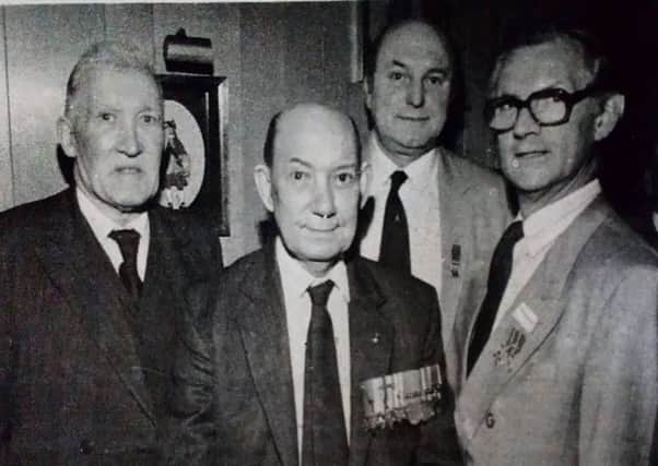 Members of the Ballymena branch of the Royal Artillyer Association and guests pictured at their annual dinner. From left: Hugh Hilll, David Tuff, Rayne Orr and Clo. Brett. 1989