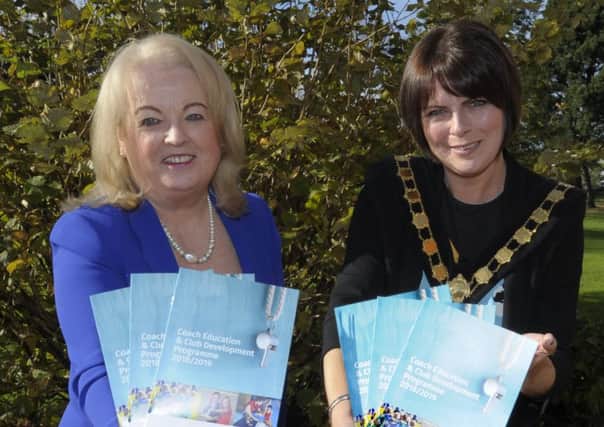 Launch of the Coach Education & Club Development Programme 2018 / 19 at Craigavon Civic Centre with Lord Mayor Cllr Julie Flaherty and Sports Forum Chairman Edith Jamison Â©Edward Byrne Photography
