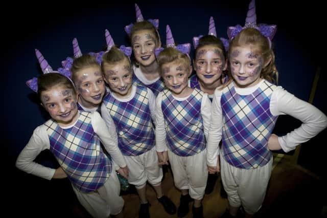 A section of the Sollus Highland Dancers who will be performing at this years Annual Halloween Carnival Parade as Dancing Unicorns.