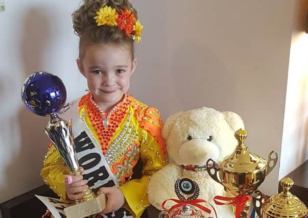 Six-year-old Callee Barkley, from Kerr Academy was placed first in the Under-six World Championship for Irish dancing in Dublin at the weekend.