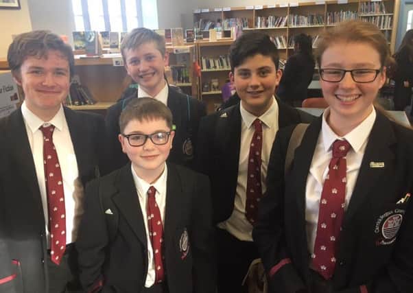 Alex Millar, Carl Nicholl, Evan McKeown, Adam Hendry, Amy Taylor were competitors in the Ulster School Bridge Pairs competition.