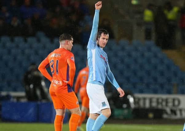 Andy McGrory following his goal for Ballymena against former club Glenavon.