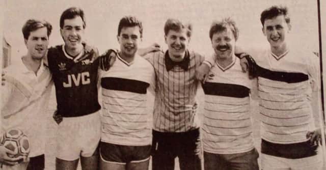Craigyhill, who were runners-up in the Larne Elim Pentecostal Church five-a-side football competition's open section - Boyd McDowell, Nigel McDowell, Gordon Magee and Thomas Thompson, Jack McKee and Mark Smyth. 1989