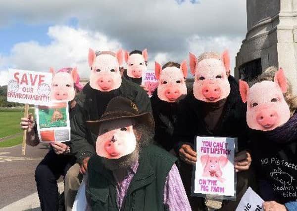 A number of protests have been staged previously by people opposed to the Reahill Road pig farm. (archive image)
