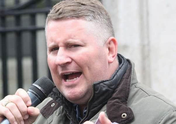 Paul Golding was arrested in Ballymena last month and faces four charges relating to written materials