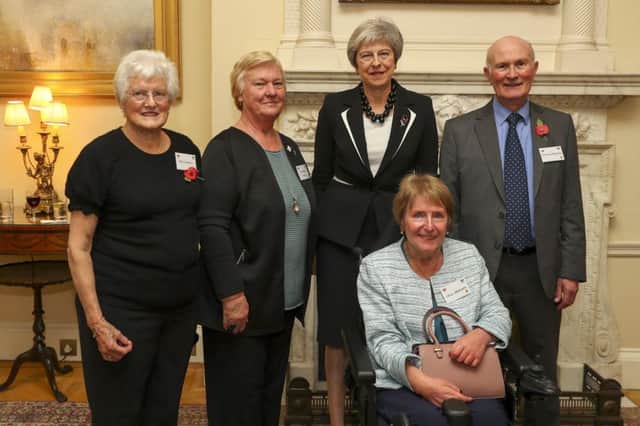 Prime Minister Theresa May held a reception at Downing Street for the MS Society and to recognise the hard work happening within the multiple sclerosis community. Included is Ballymoney's Pat Crossley (left).