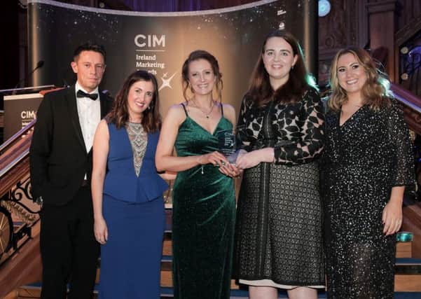 Stephen Clements (Q Radio Belfast), Dr Lyndsey Hollywood (Ulster University), Olivia McNeill (InspecVision Ltd), Colette Johnston (InspecVision Ltd) and Cate Conway (Q Radio Belfast).