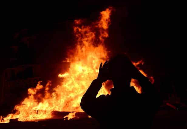 A loyalist bonfire on the Eleventh Night. Picture: Arthur Allison: Pacemaker